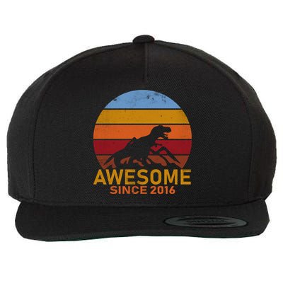 Dinosaur 6th Birthday Gift Awesome Since 2016 Wool Snapback Cap