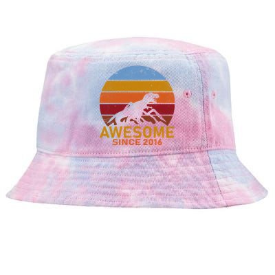 Dinosaur 6th Birthday Gift Awesome Since 2016 Tie-Dyed Bucket Hat