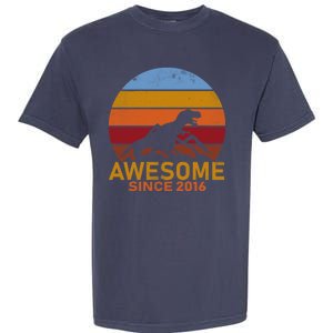 Dinosaur 6th Birthday Gift Awesome Since 2016 Garment-Dyed Heavyweight T-Shirt