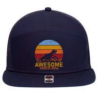 Dinosaur 6th Birthday Gift Awesome Since 2016 7 Panel Mesh Trucker Snapback Hat