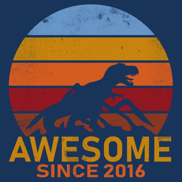 Dinosaur 6th Birthday Gift Awesome Since 2016 7 Panel Mesh Trucker Snapback Hat