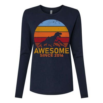 Dinosaur 6th Birthday Gift Awesome Since 2016 Womens Cotton Relaxed Long Sleeve T-Shirt