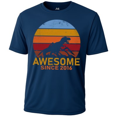 Dinosaur 6th Birthday Gift Awesome Since 2016 Performance Shirt