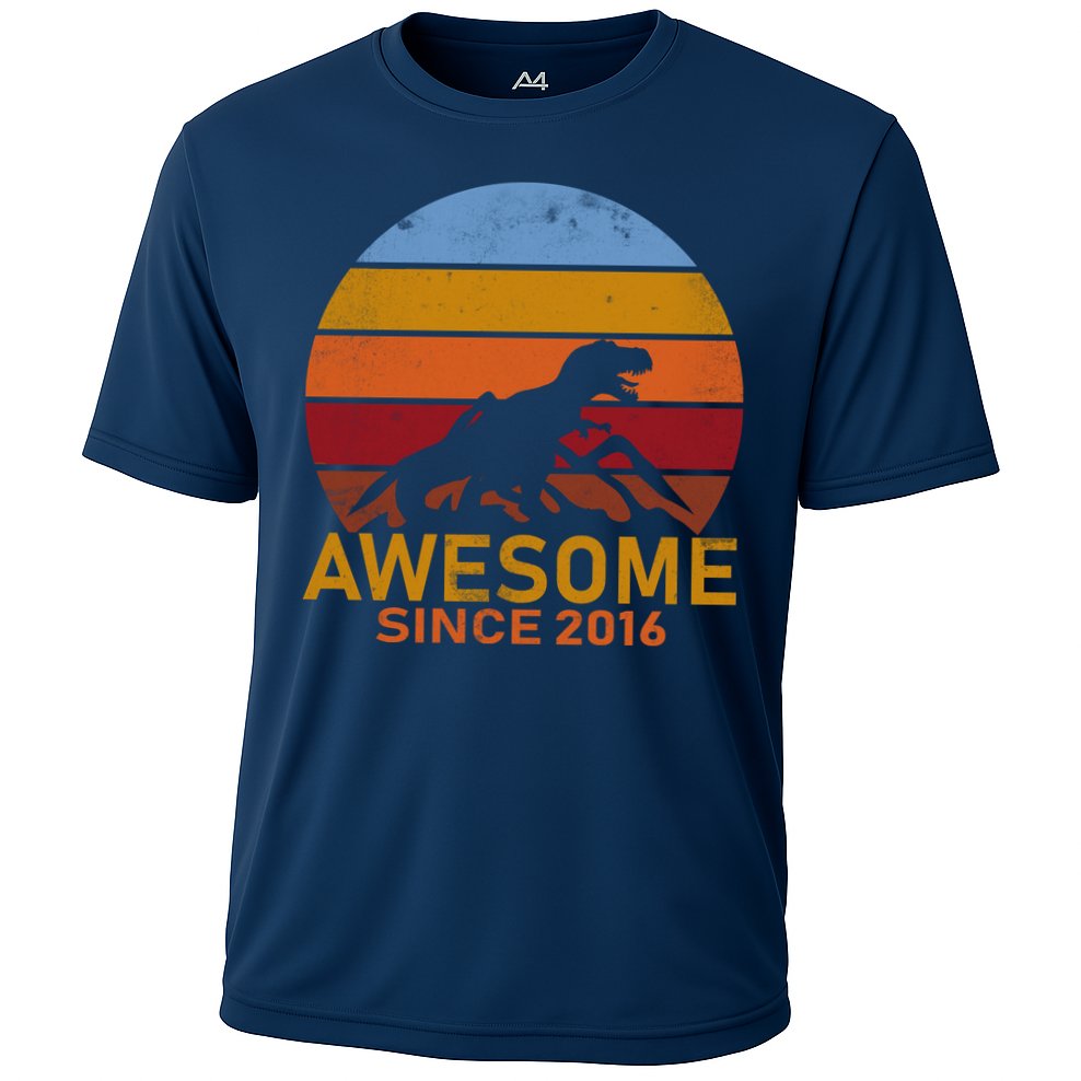 Dinosaur 6th Birthday Gift Awesome Since 2016 Cooling Performance Crew T-Shirt