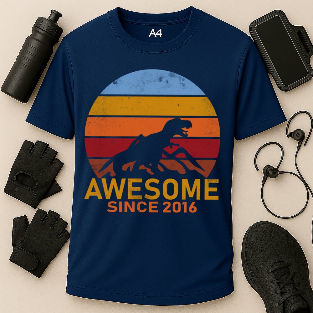 Dinosaur 6th Birthday Gift Awesome Since 2016 Cooling Performance Crew T-Shirt