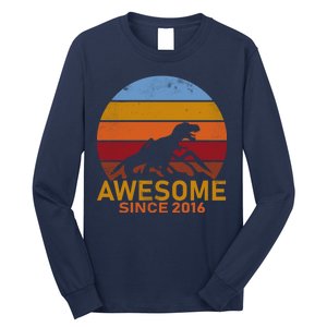 Dinosaur 6th Birthday Gift Awesome Since 2016 Long Sleeve Shirt