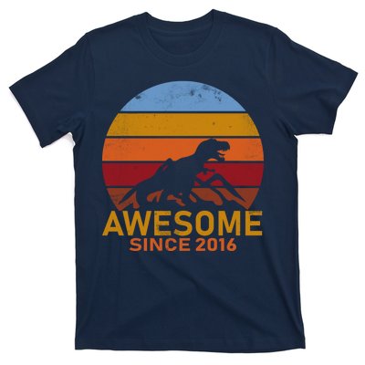 Dinosaur 6th Birthday Gift Awesome Since 2016 T-Shirt