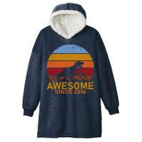 Dinosaur 6th Birthday Gift Awesome Since 2016 Hooded Wearable Blanket