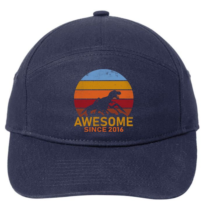 Dinosaur 6th Birthday Gift Awesome Since 2016 7-Panel Snapback Hat