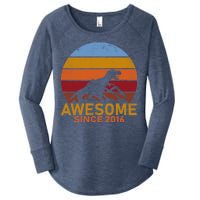 Dinosaur 6th Birthday Gift Awesome Since 2016 Women's Perfect Tri Tunic Long Sleeve Shirt