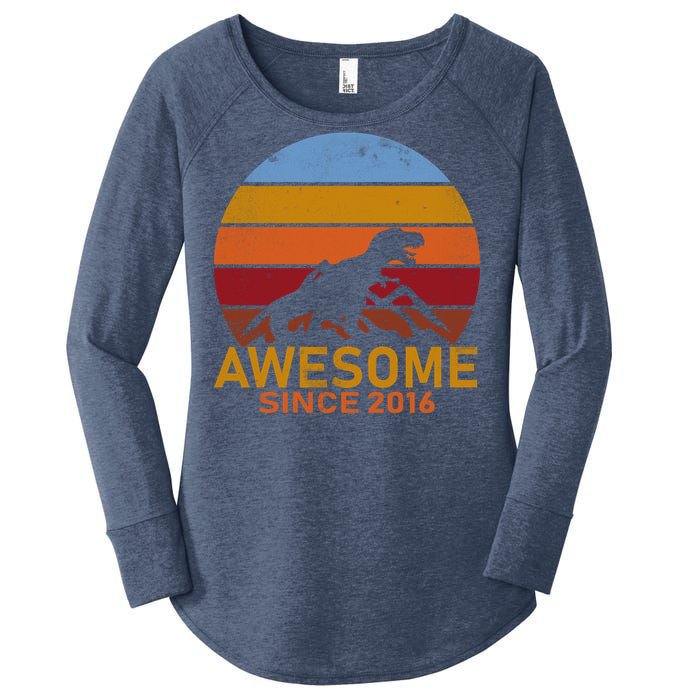 Dinosaur 6th Birthday Gift Awesome Since 2016 Women's Perfect Tri Tunic Long Sleeve Shirt