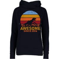 Dinosaur 6th Birthday Gift Awesome Since 2016 Womens Funnel Neck Pullover Hood