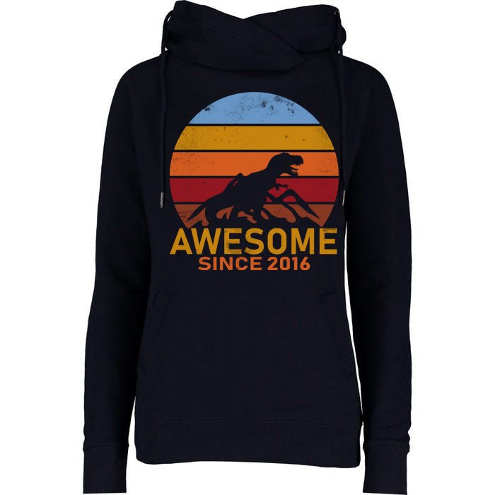 Dinosaur 6th Birthday Gift Awesome Since 2016 Womens Funnel Neck Pullover Hood