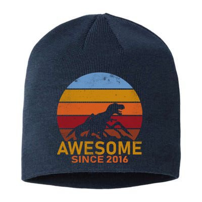 Dinosaur 6th Birthday Gift Awesome Since 2016 Sustainable Beanie