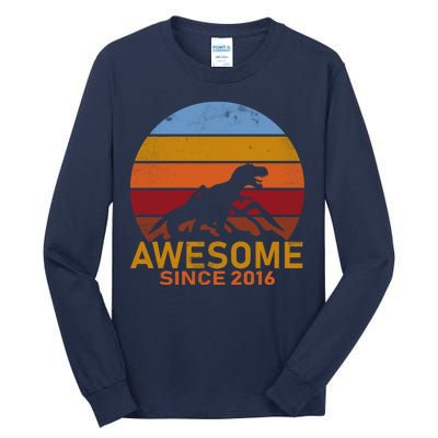 Dinosaur 6th Birthday Gift Awesome Since 2016 Tall Long Sleeve T-Shirt