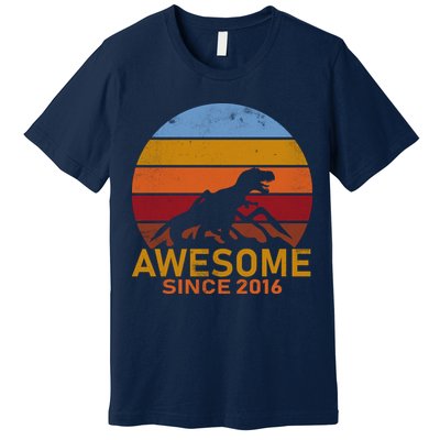 Dinosaur 6th Birthday Gift Awesome Since 2016 Premium T-Shirt