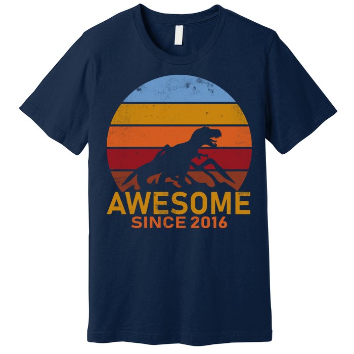 Dinosaur 6th Birthday Gift Awesome Since 2016 Premium T-Shirt