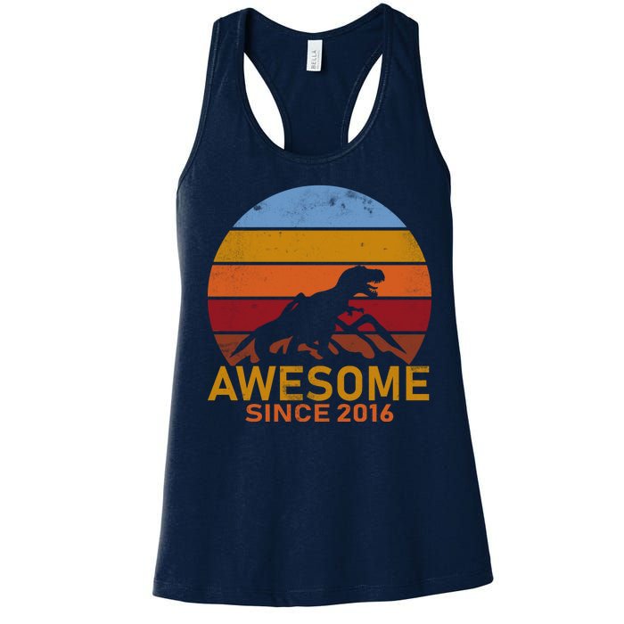 Dinosaur 6th Birthday Gift Awesome Since 2016 Women's Racerback Tank