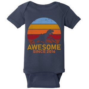 Dinosaur 6th Birthday Gift Awesome Since 2016 Baby Bodysuit