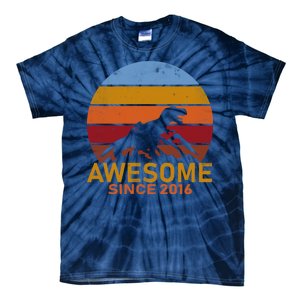 Dinosaur 6th Birthday Gift Awesome Since 2016 Tie-Dye T-Shirt