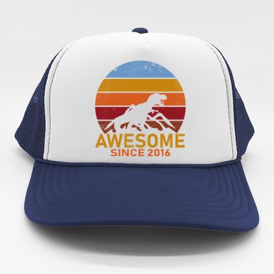 Dinosaur 6th Birthday Gift Awesome Since 2016 Trucker Hat