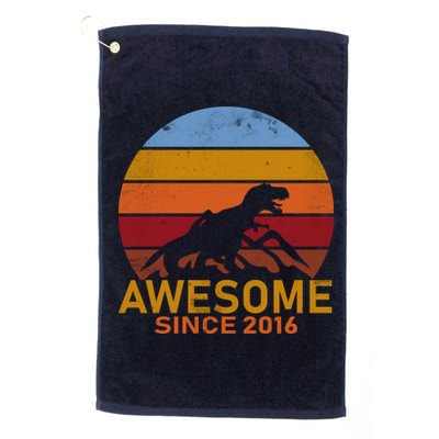 Dinosaur 6th Birthday Gift Awesome Since 2016 Platinum Collection Golf Towel