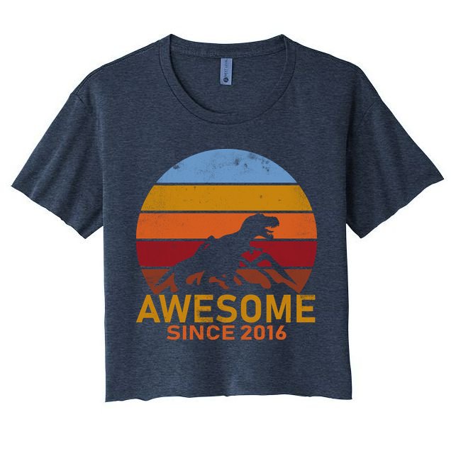 Dinosaur 6th Birthday Gift Awesome Since 2016 Crop Top