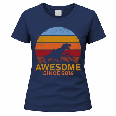 Dinosaur 6th Birthday Gift Awesome Since 2016 Women's T-Shirt