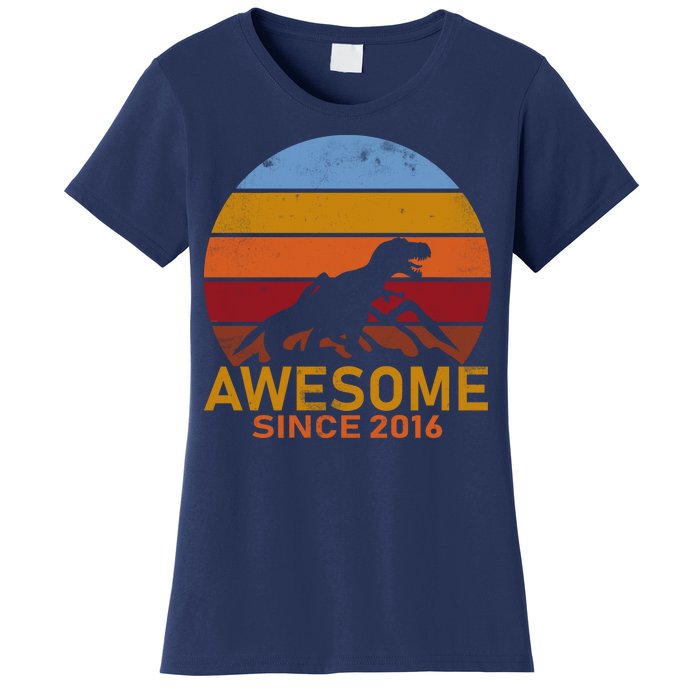 Dinosaur 6th Birthday Gift Awesome Since 2016 Women's T-Shirt