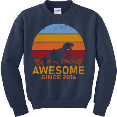 Dinosaur 6th Birthday Gift Awesome Since 2016 Kids Sweatshirt