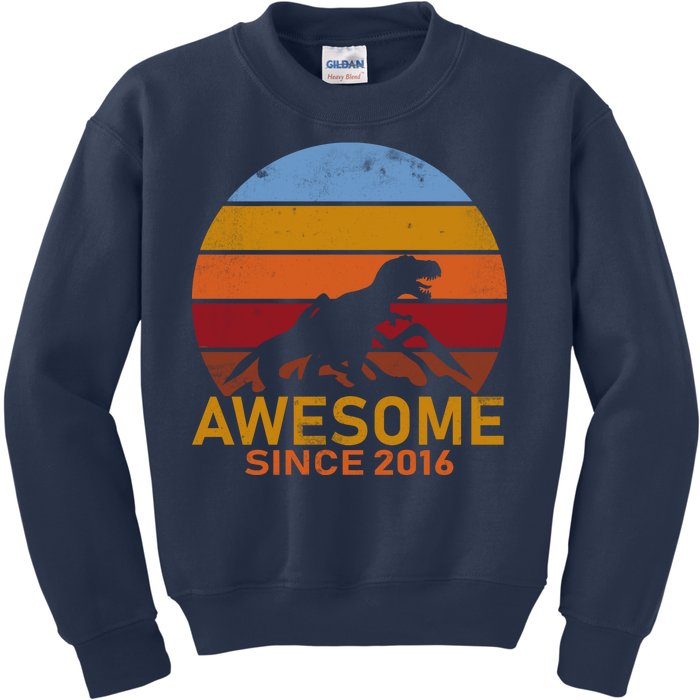 Dinosaur 6th Birthday Gift Awesome Since 2016 Kids Sweatshirt