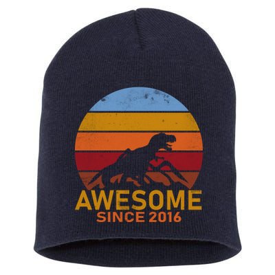 Dinosaur 6th Birthday Gift Awesome Since 2016 Short Acrylic Beanie