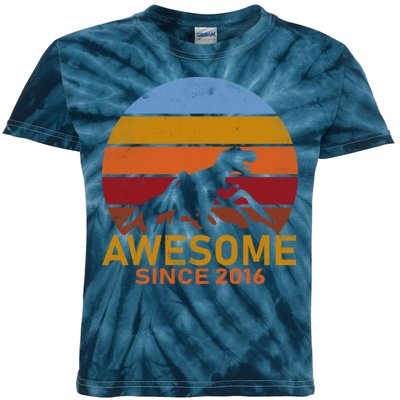 Dinosaur 6th Birthday Gift Awesome Since 2016 Kids Tie-Dye T-Shirt