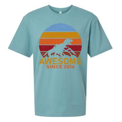 Dinosaur 6th Birthday Gift Awesome Since 2016 Sueded Cloud Jersey T-Shirt