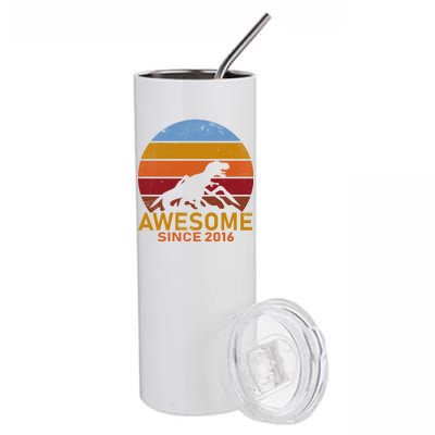 Dinosaur 6th Birthday Gift Awesome Since 2016 Stainless Steel Tumbler