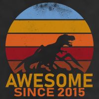 Dinosaur 7th Birthday Gift Awesome Since 2015 7 Panel Mesh Trucker Snapback Hat