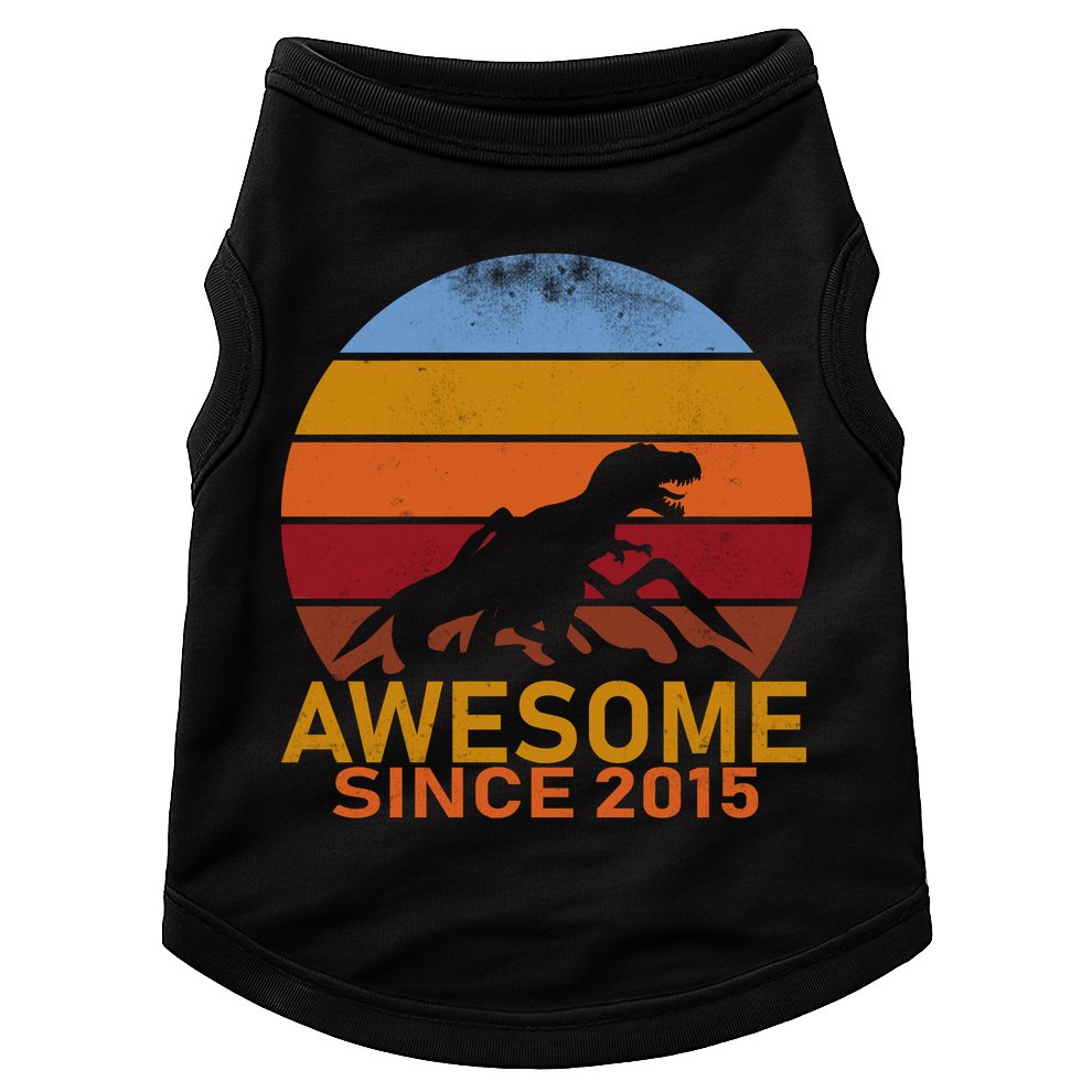 Dinosaur 7th Birthday Gift Awesome Since 2015 Doggie Tank
