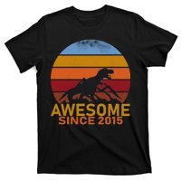 Dinosaur 7th Birthday Gift Awesome Since 2015 T-Shirt