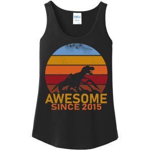 Dinosaur 7th Birthday Gift Awesome Since 2015 Ladies Essential Tank