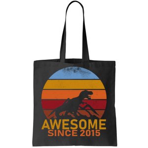 Dinosaur 7th Birthday Gift Awesome Since 2015 Tote Bag