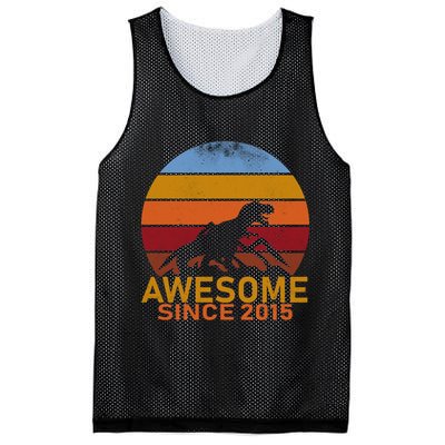 Dinosaur 7th Birthday Gift Awesome Since 2015 Mesh Reversible Basketball Jersey Tank