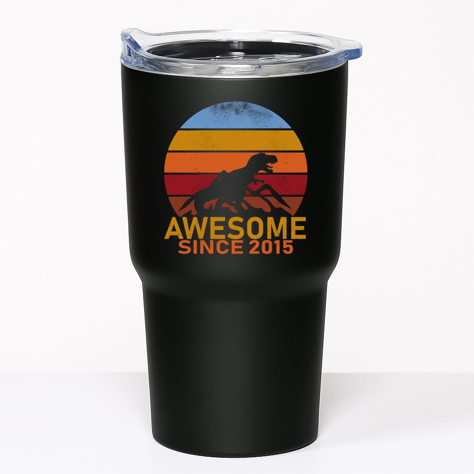 Dinosaur 7th Birthday Gift Awesome Since 2015 Tumbler