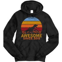 Dinosaur 7th Birthday Gift Awesome Since 2015 Tie Dye Hoodie