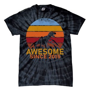 Dinosaur 7th Birthday Gift Awesome Since 2015 Tie-Dye T-Shirt