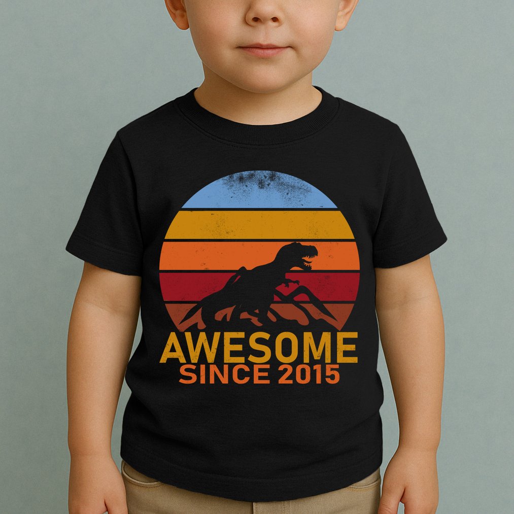 Dinosaur 7th Birthday Gift Awesome Since 2015 Toddler T-Shirt