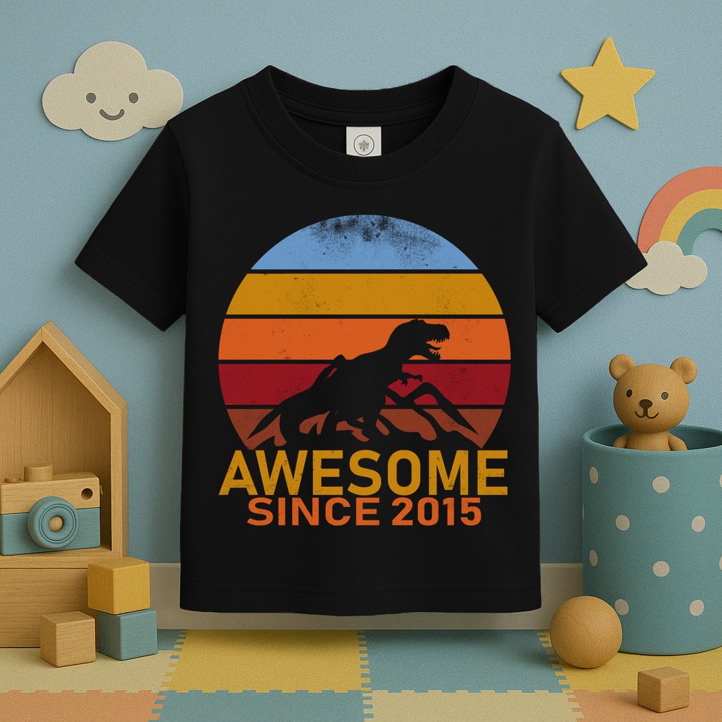 Dinosaur 7th Birthday Gift Awesome Since 2015 Toddler T-Shirt