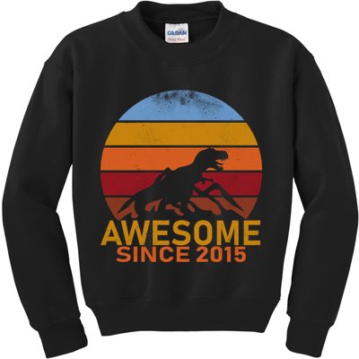 Dinosaur 7th Birthday Gift Awesome Since 2015 Kids Sweatshirt