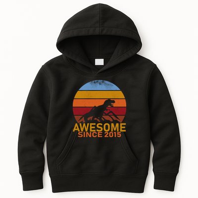 Dinosaur 7th Birthday Gift Awesome Since 2015 Kids Hoodie