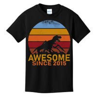 Dinosaur 7th Birthday Gift Awesome Since 2015 Kids T-Shirt