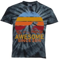 Dinosaur 7th Birthday Gift Awesome Since 2015 Kids Tie-Dye T-Shirt